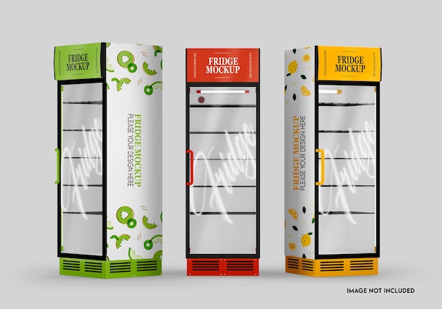 Glass door fridge mockup