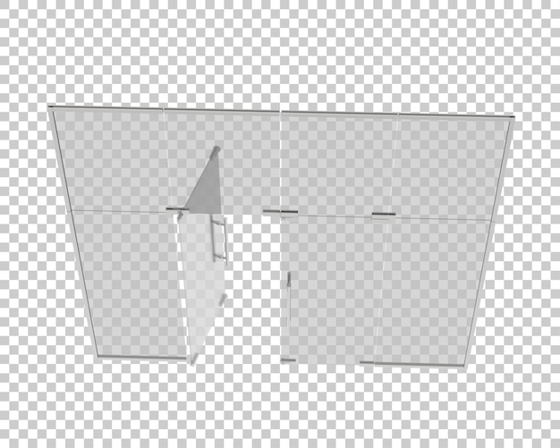 PSD 透明な背景の 3 d レンダリング図に分離されたガラスのドア