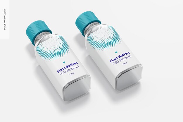 Glass dropped Bottle Mockups