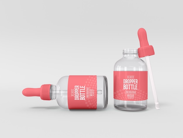 Glass dropper bottle packaging mockup