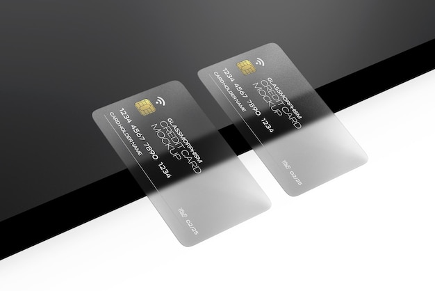 PSD glass effect credit card mockup