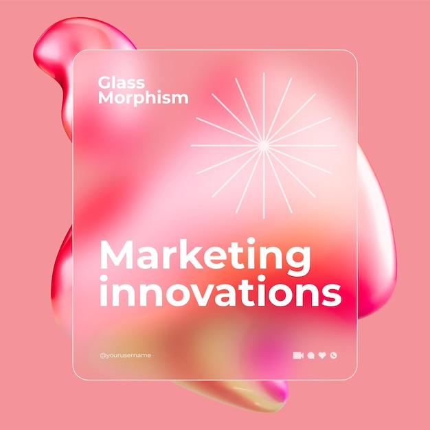 Glass Effect Instagram Post template For Marketing