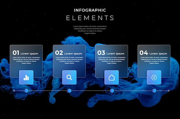 PSD design infografico timeline effetto vetro