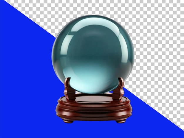 Glass empty snow globe crystal glossy sphere on transparent background