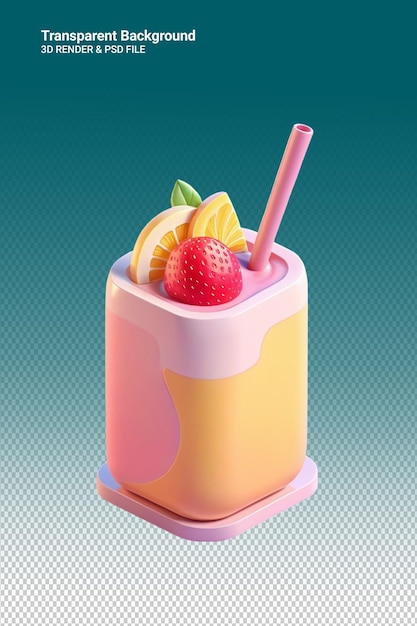 PSD a glass of fruit juice with a straw in it