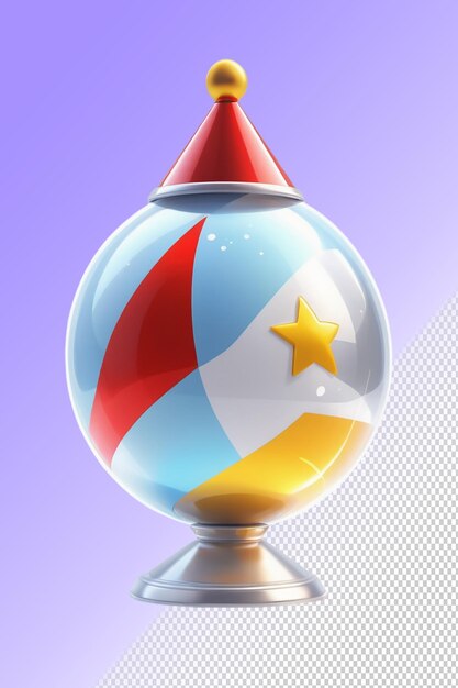 PSD a glass globe with a sailboat on it and a starfish on it