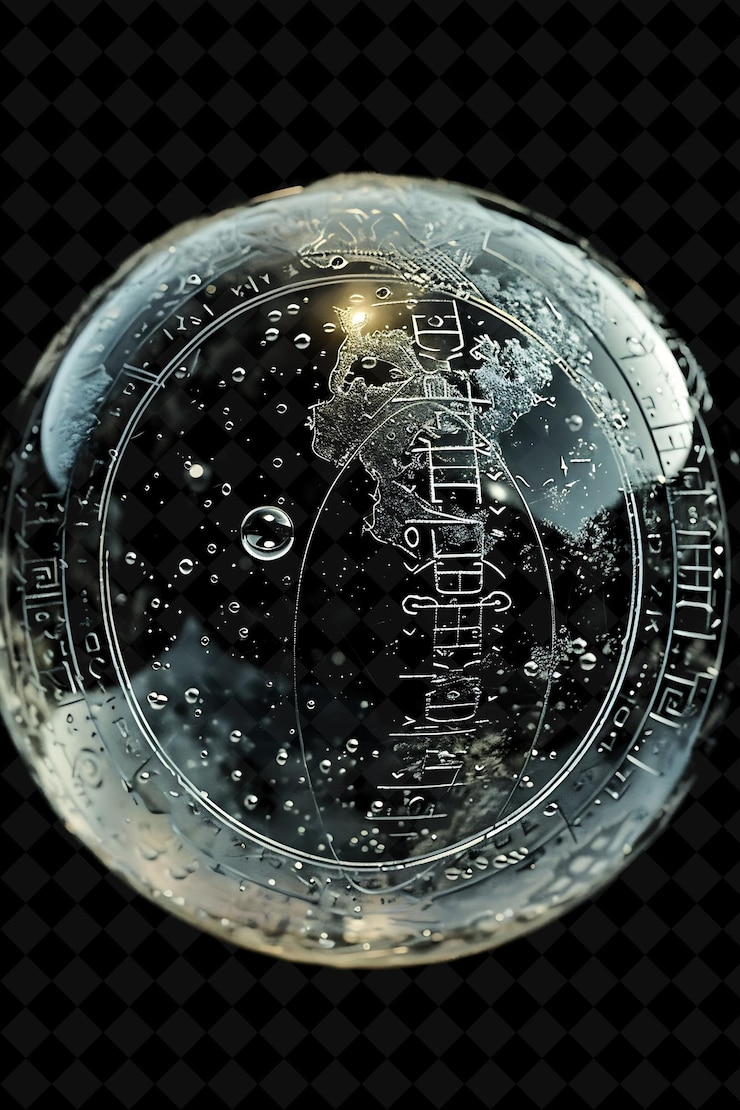 PSD a glass globe with the word quot world quot on it