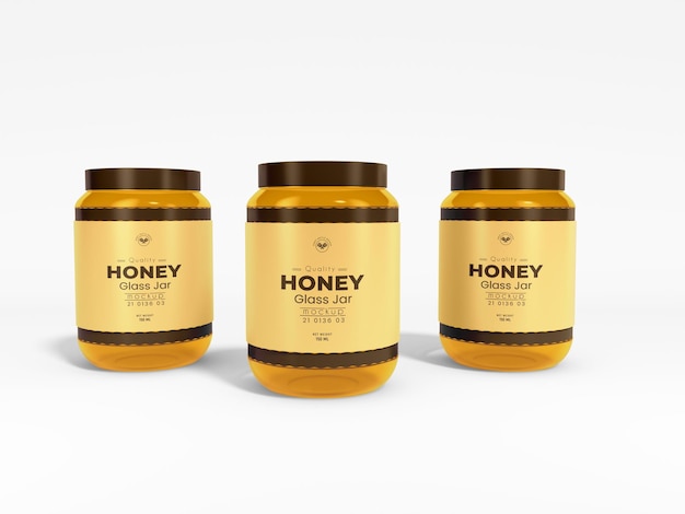 Glass honey jar packaging mockup