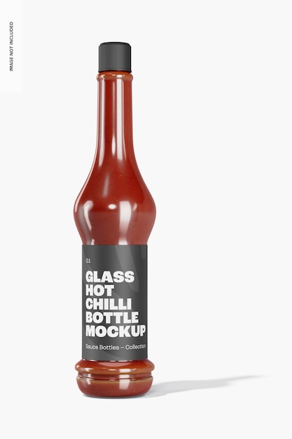 Glass Hot Chilli Sauce Bottle Mockup, Front View