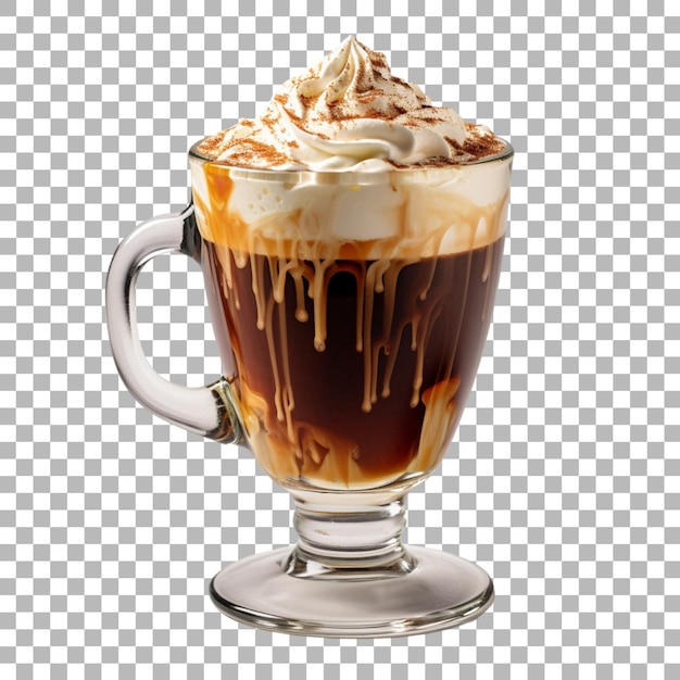 PSD un bicchiere di cioccolato caldo con panna montata e una tazza di caffè