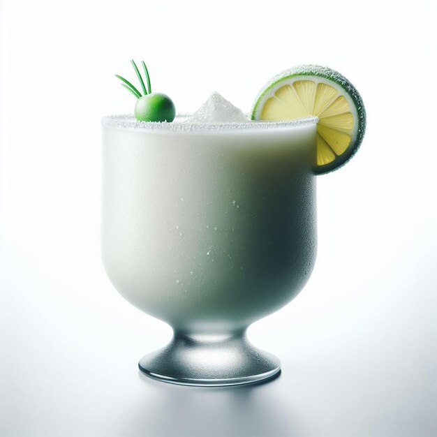 A glass of ice cream with lime slices and lime