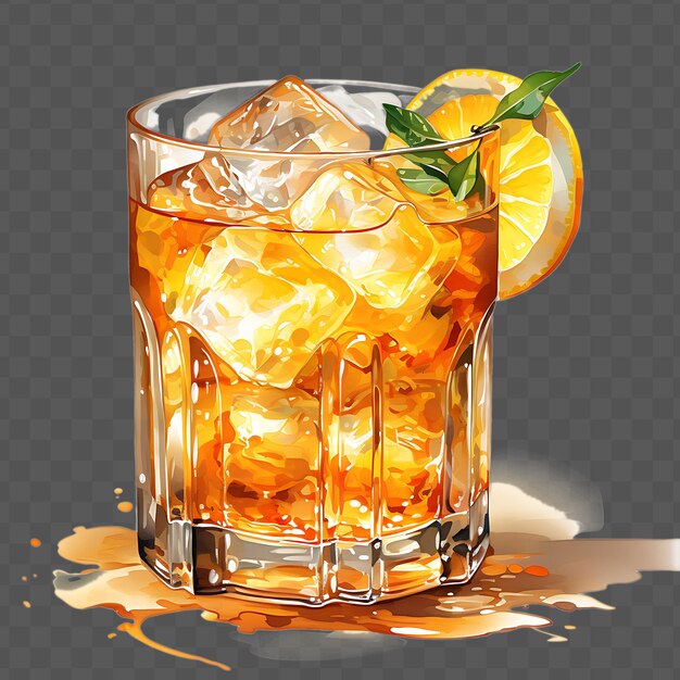 PSD a glass of iced tea with a lemon wedge on it