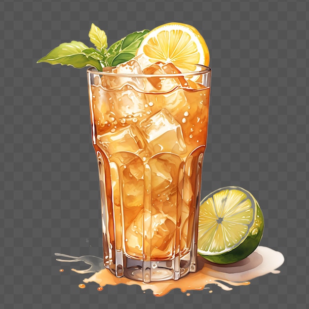 A glass of iced tea with lime and lime