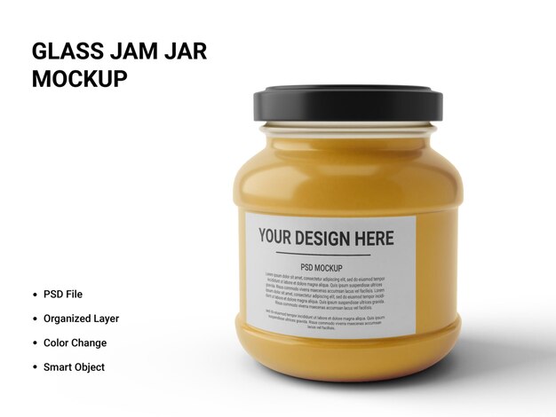 Glass Jam Jar Mockup Design