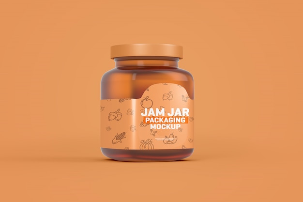 Glass jam jar packaging mockup