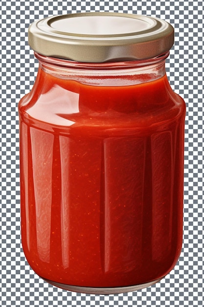 PSD barattolo di vetro di salsa di pomodoro isolato su uno sfondo trasparente