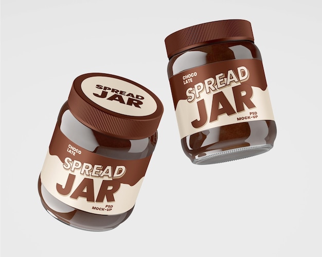 PSD glass jar with chocolate spread mockup