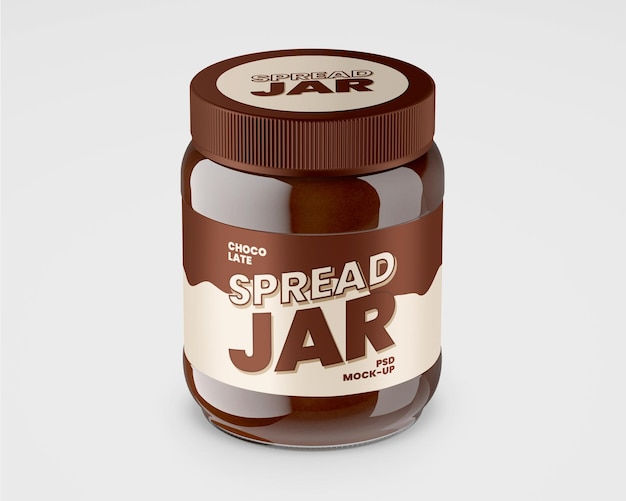 Glass jar with chocolate spread mockup