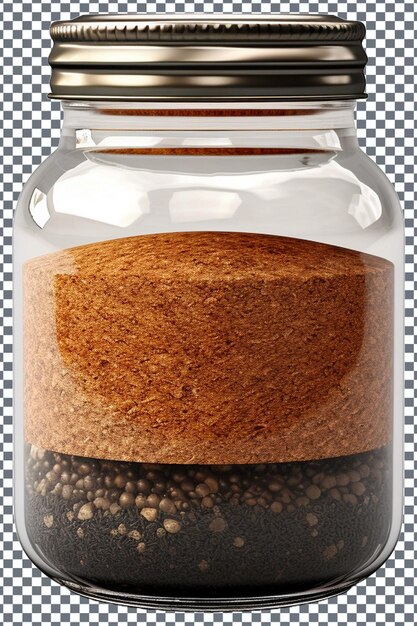 PSD glass jar with ground coffee