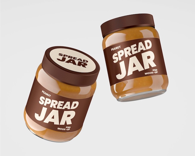 PSD glass jar with peanut butter mockup