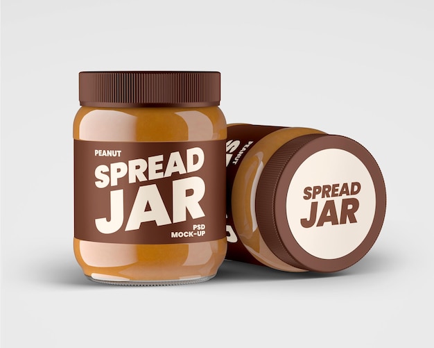 Glass jar with peanut butter mockup