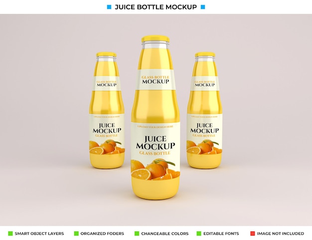 PSD glass juice bottle mockup isolated