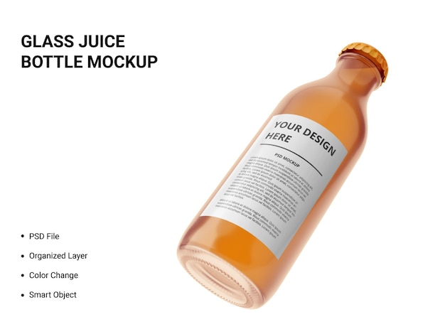 Glass juice bottle mockup