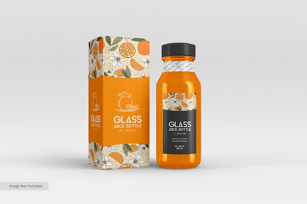 Glass juice bottle packaging mockup