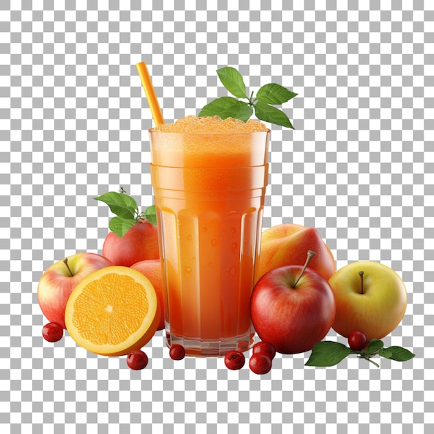 PSD a glass of juice with apples oranges and apples