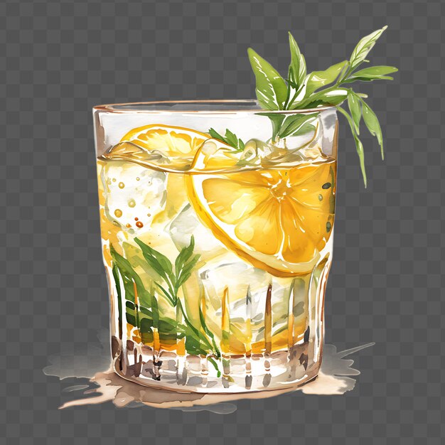 PSD a glass of lemonade with mint leaves and lemon