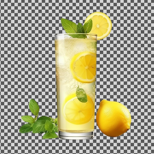 Un bicchiere di limonata con foglie di menta e foglie di moneta