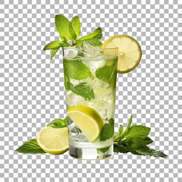 PSD a glass of lemonade with mint leaves and mint leaves