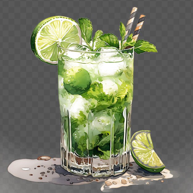 PSD a glass of limeade with lime and lime