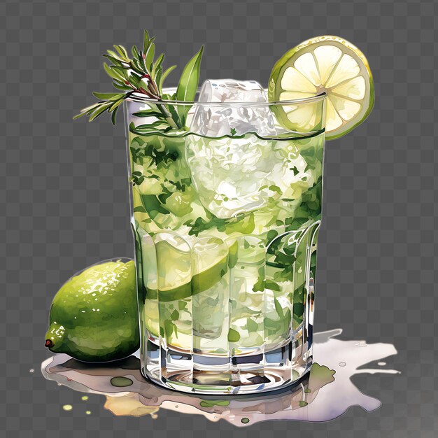 PSD a glass of limeade with limes and limes