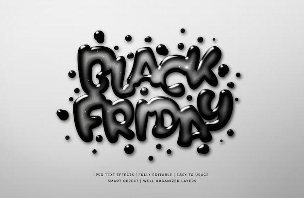 Glass liquid black friday 3d text style effect template