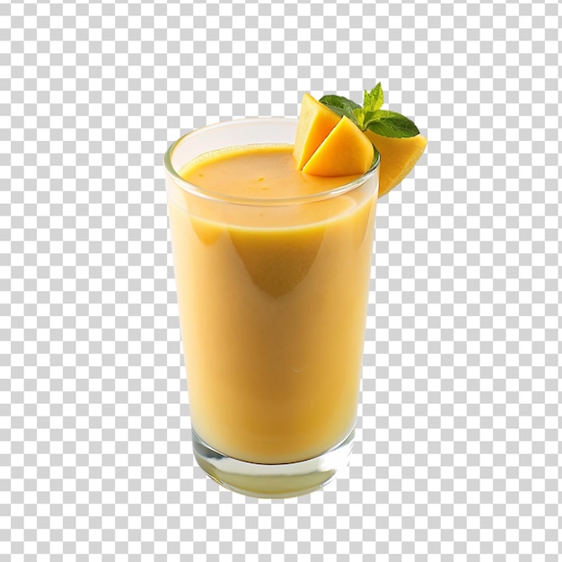 PSD a glass on mango smoothie isolated on transparent background