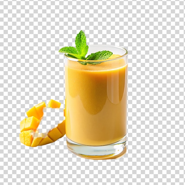 PSD a glass on mango smoothie isolated on transparent background