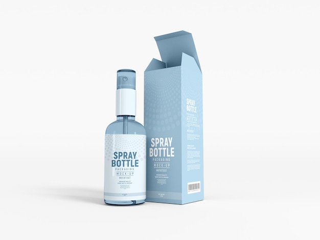 Glass medicine spray bottle packaging mockup