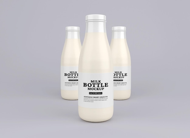 PSD glass milk bottle mockup