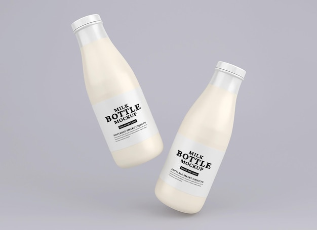 PSD glass milk bottle mockup