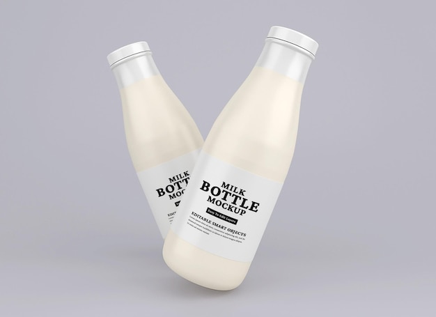 PSD glass milk bottle mockup