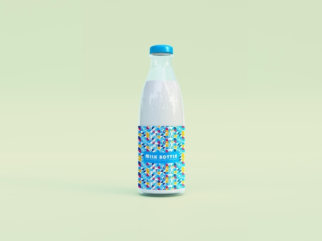 Glass Milk bottle packaging mockup front view