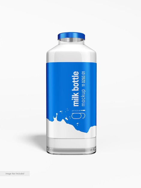 Glass milk bottle packaging mockup