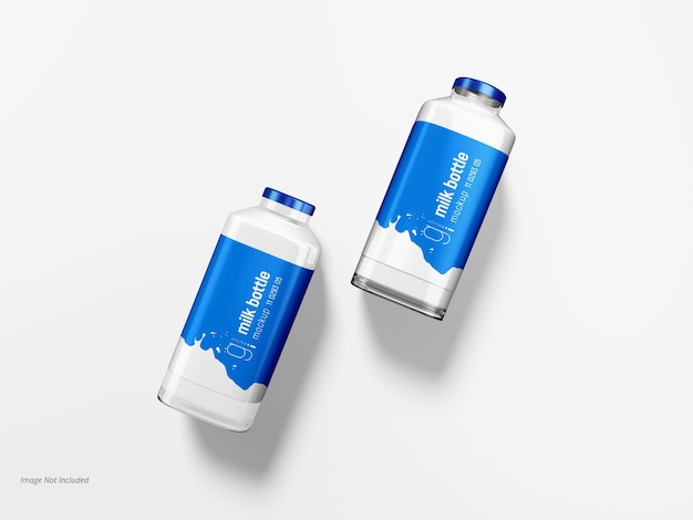 Glass milk bottle packaging mockup