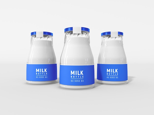glass milk bottle packaging mockup