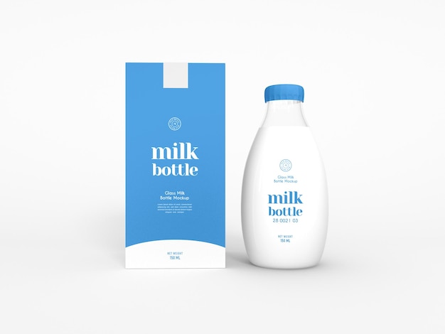 PSD glass milk bottle packaging mockup