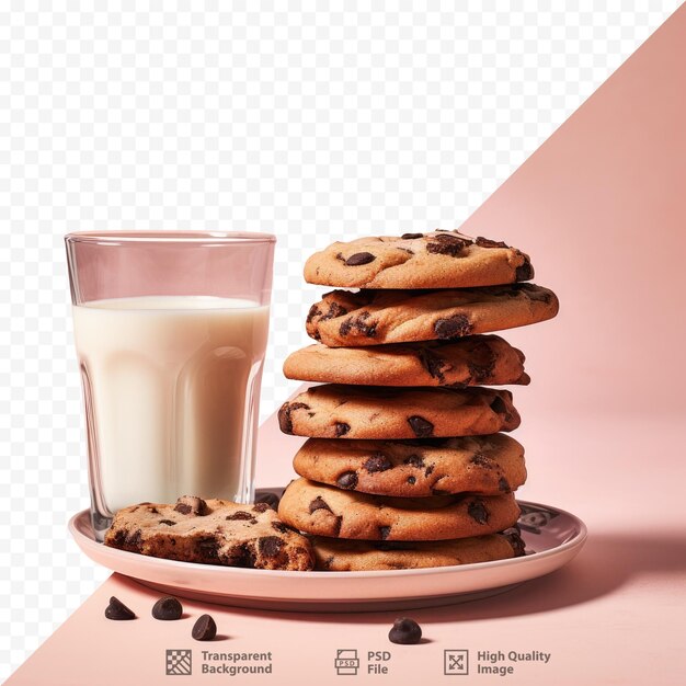 PSD a glass of milk is next to a stack of cookies.