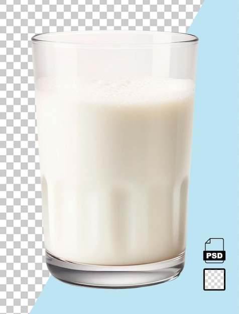 Un bicchiere di latte isolato su sfondo bianco o trasparente immagine generata da ai