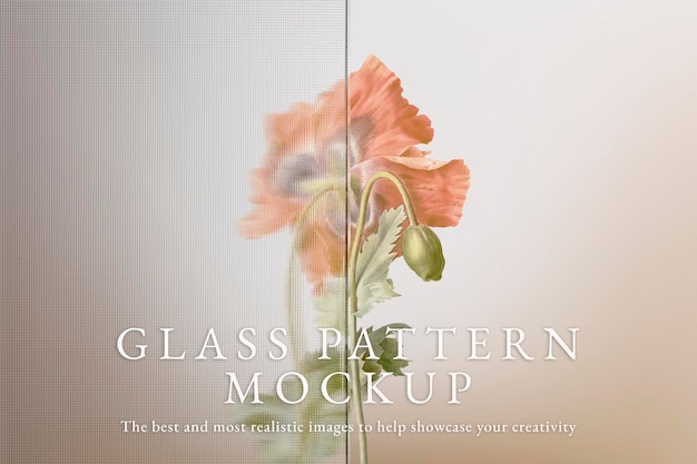 Glass mockup psd with flower