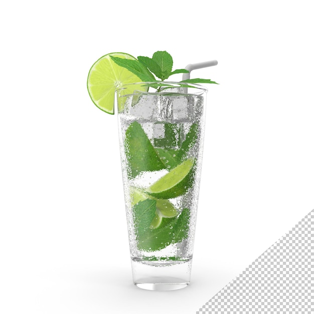 PSD glass of mojito cocktail png